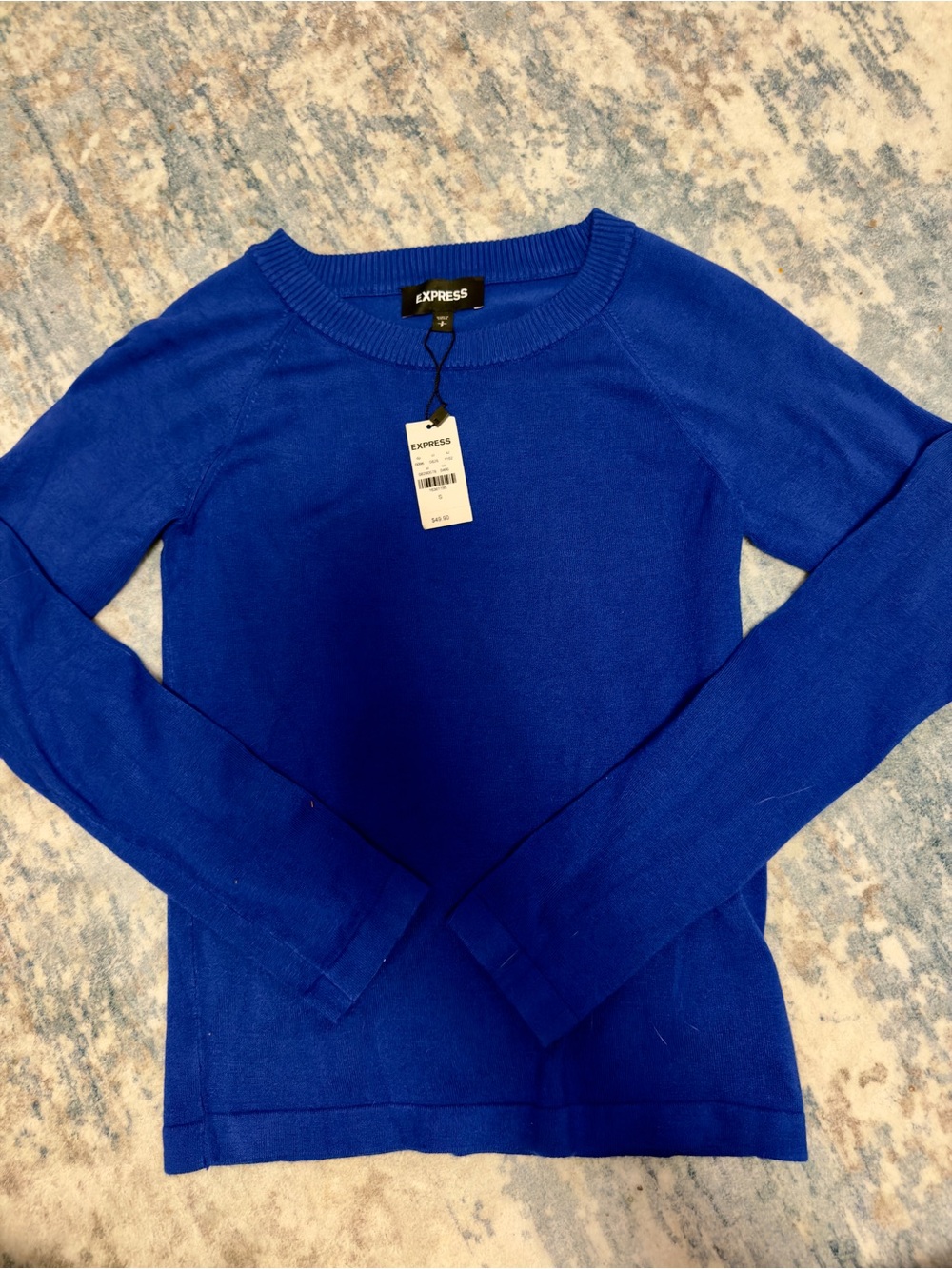 Express Women’s Cobalt Blue Long-Sleeve Crewneck Sweater